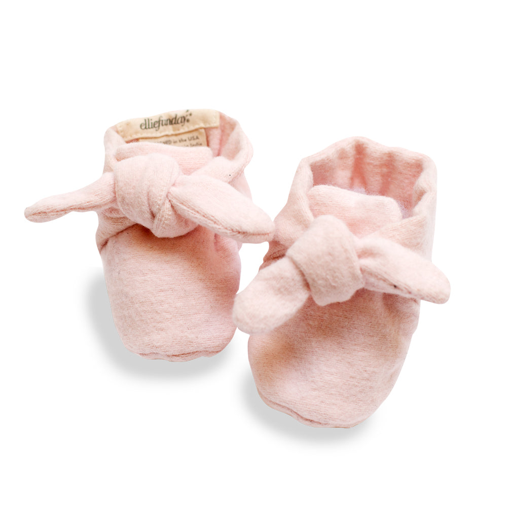 Blush Pink Flannel Knotted Bootie - www.elliefunday.com